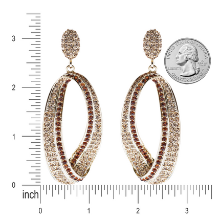 Fashion Stunning Crystal Open Hoop Drop Earrings Brown - Accessoriesforever