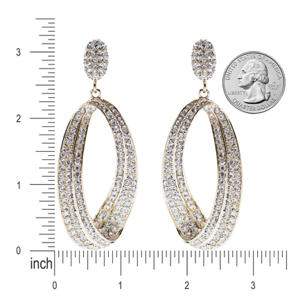 Fashion Stunning Crystal Open Hoop Drop Earrings Gold - Accessoriesforever