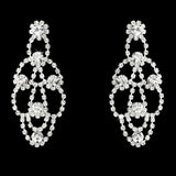 Bridal Wedding Jewelry Crystal Chandelier Drop Earrings Silver Clear
