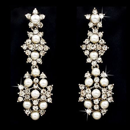 Bridal Wedding Jewelry Crystal Rhinestone Polished Modern Design Earrings E415SL - Accessoriesforever
