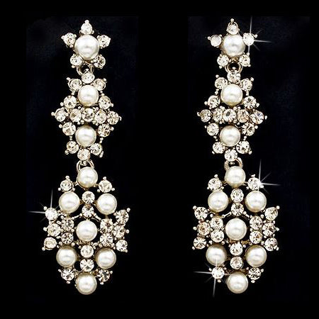 Bridal Wedding Jewelry Crystal Rhinestone Polished Modern Design Earrings E415SL