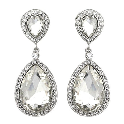 Bridal Wedding Jewelry Sparkle Classic Teardrop Dangle Fashion Earrings Silver - Accessoriesforever