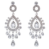 Bridal Wedding Jewelry Crystal Rhinestone Stylish Vintage Dangle Earrings Silver