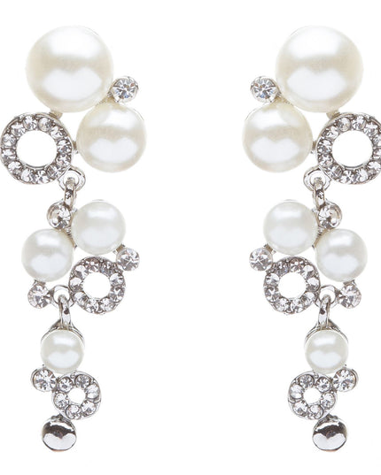 Bridal Wedding Jewelry Crystal Rhinestone Classy Pearl Links Dangle Earrings