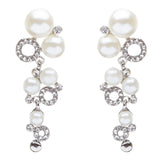 Bridal Wedding Jewelry Crystal Rhinestone Classy Pearl Links Dangle Earrings
