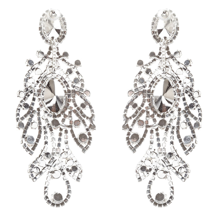 Bridal Wedding Jewelry Crystal Rhinestone Precisely Crafted Necklace E716 Silver - Accessoriesforever