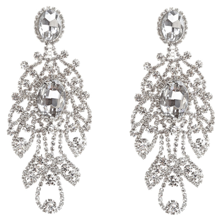 Bridal Wedding Jewelry Crystal Rhinestone Precisely Crafted Necklace E716 Silver - Accessoriesforever