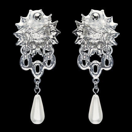 Bridal Wedding Jewelry Crystal Rhinestone Pearl Dangle Teardrop Earrings Silver - Accessoriesforever