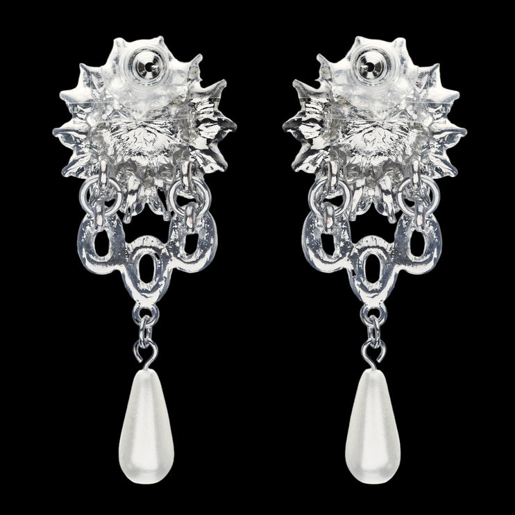 Bridal Wedding Jewelry Crystal Rhinestone Pearl Dangle Teardrop Earrings Silver - Accessoriesforever