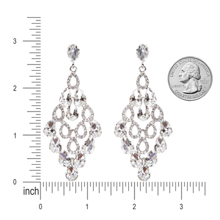 Bridal Wedding Jewelry Crystal Rhinestone Tear Drop Shape Earrings E771 Silver - Accessoriesforever