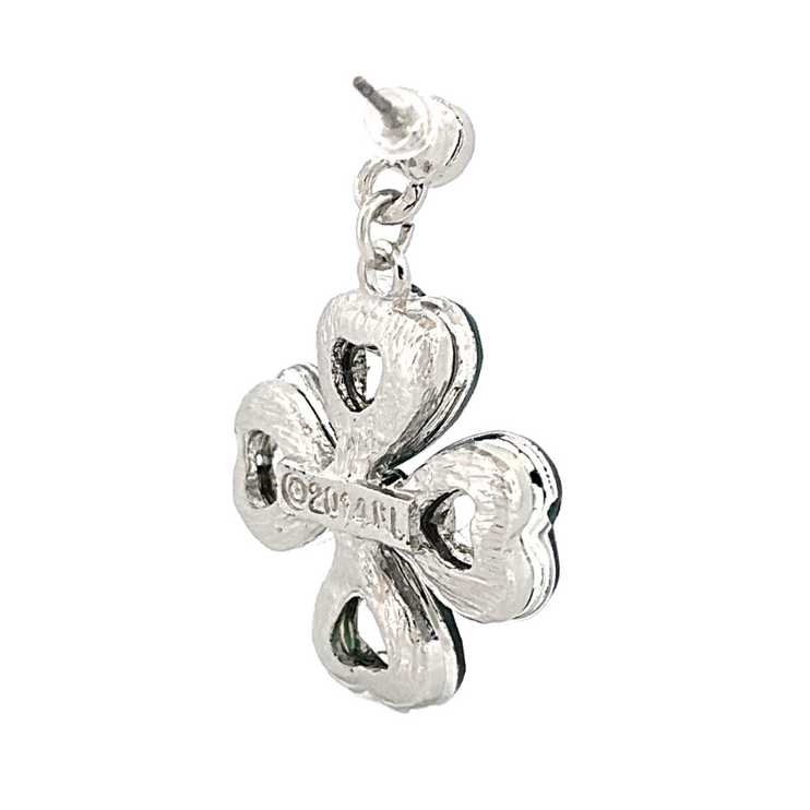 St. Patrick's Lucky Clover Charm Dangle Fashion Earring - Accessoriesforever