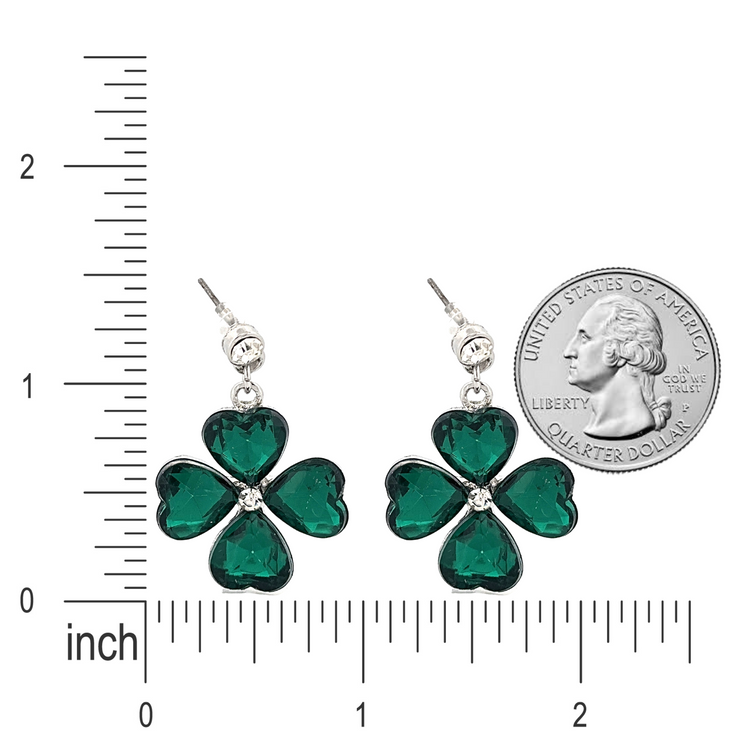 St. Patrick's Lucky Clover Charm Dangle Fashion Earring - Accessoriesforever