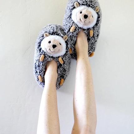 Hedge Hugs Cozy Animal House Home Women Non-Skid Fuzzy Slippers - Accessoriesforever