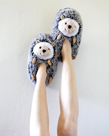 Hedge Hugs Cozy Animal House Home Women Non-Skid Fuzzy Slippers