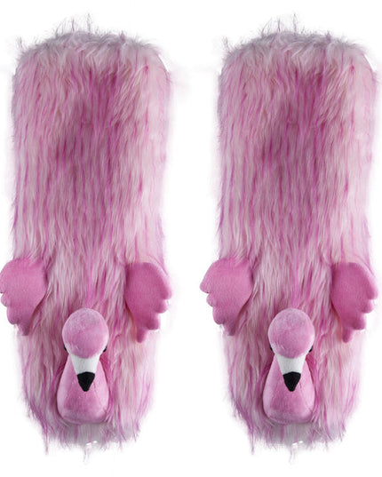 Flamingo Time Cozy Warm Women's Plush Animal Slipper Socks
