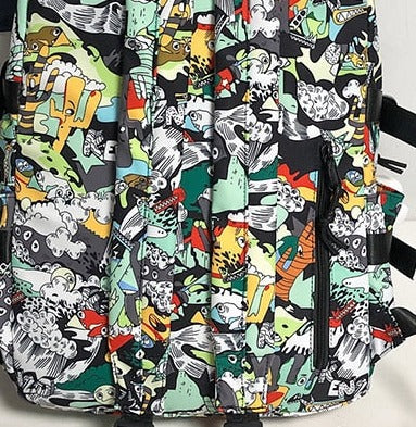 Unique Stylish Graffiti Print Nylon Waterproof Fashion Laptop Travel School Bag Backpack