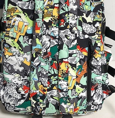 Unique Stylish Graffiti Print Nylon Waterproof Fashion Laptop Travel School Bag Backpack