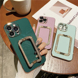 Beautiful Crystal Gold Plated Holder Stand iPhone Protector Case Cover I