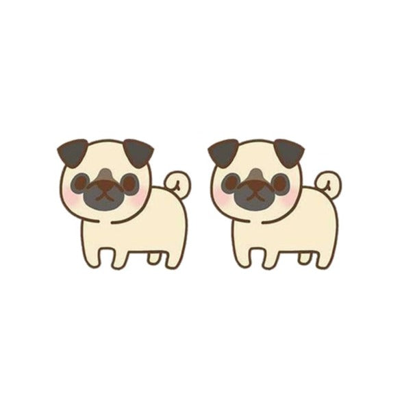 Cute Adorable Pug Dogs Animal Fashion Stud Earrings