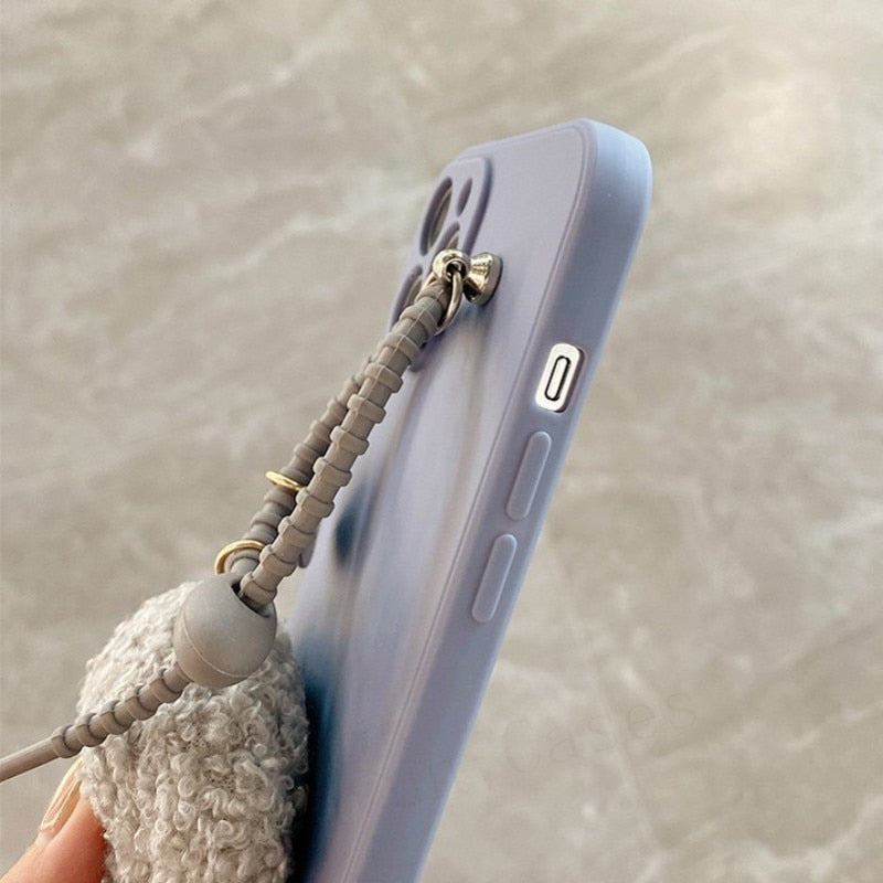 Cute Plush Teddy Dog Charm Beaded Strap iPhone Protective Phone Case Cover