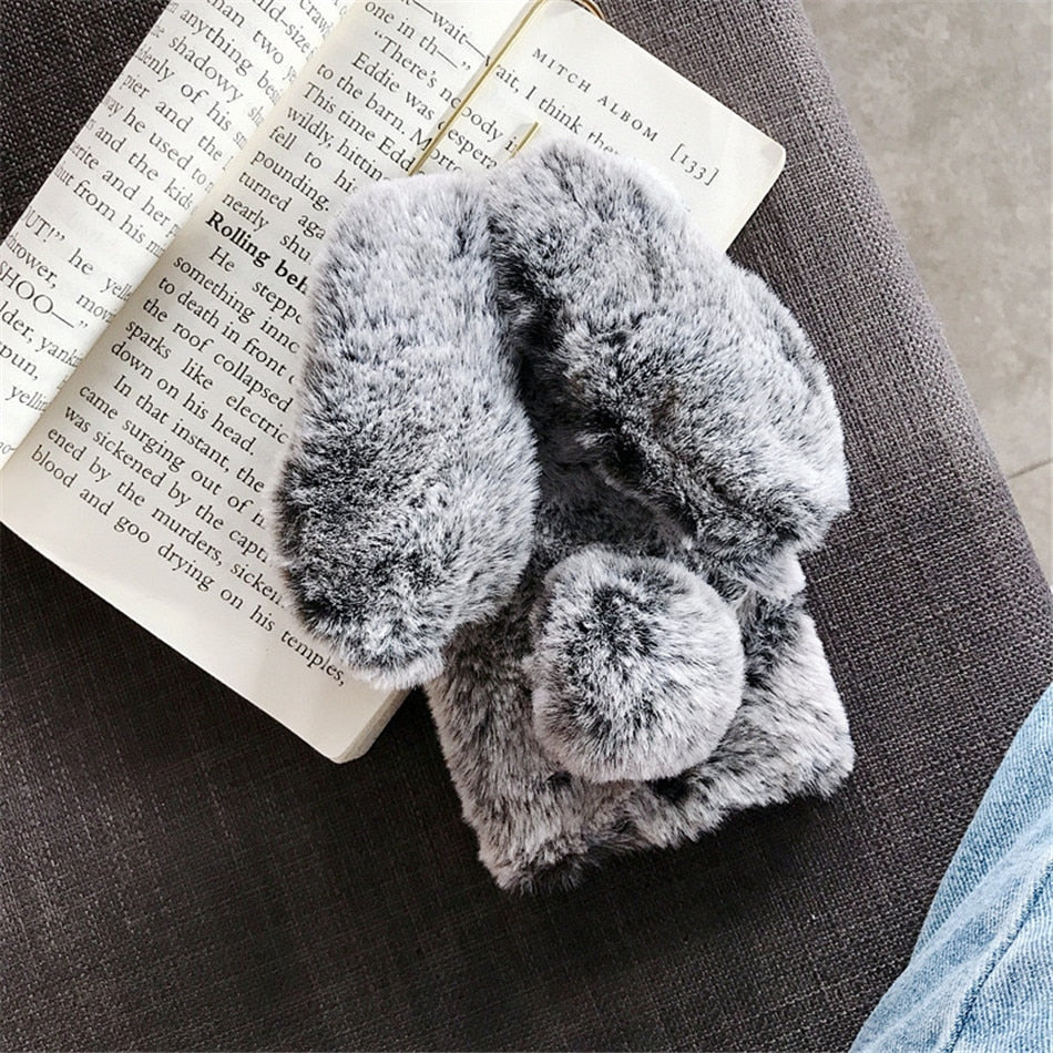 Fluffy Cute Soft Plushy Ribbit Bunny Ear iPhone Protective Phone Case Cover II