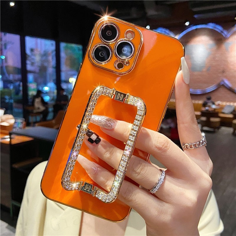 Beautiful Crystal Gold Plated Holder Stand iPhone Protector Case Cover II
