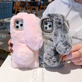 Fluffy Cute Soft Plushy Ribbit Bunny Ear iPhone Protective Phone Case Cover II