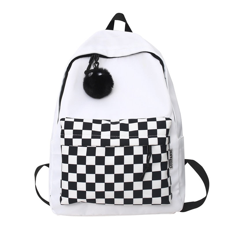 Chic Fashion Plaid Pattern Waterproof Travel School Laptop Bag Backpack