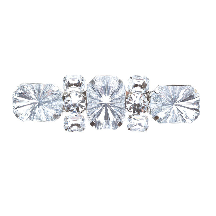 Bridal Wedding Prom Jewelry Crystal Multi Shapes Cut Dazzle Hair Barrette Clip Silver - Accessoriesforever