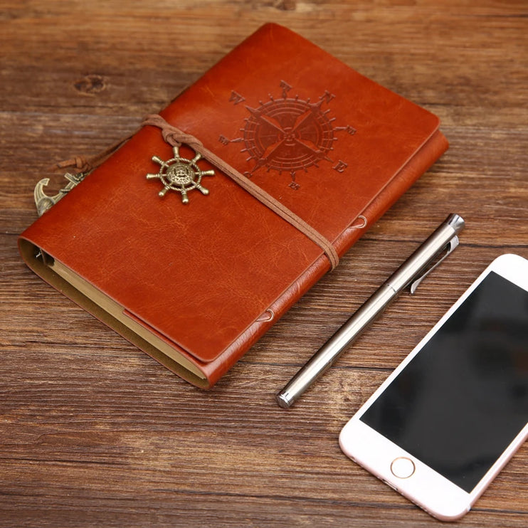 Retro Spiral Vintage Pirate Anchor Leather Scrapbook Travel Journal Diary Notebook - Accessoriesforever