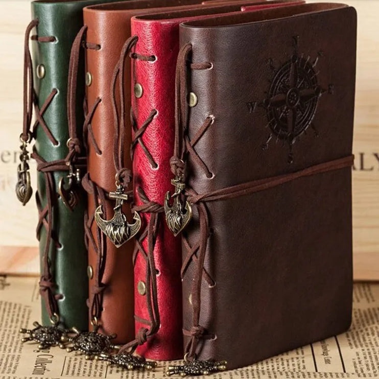 Retro Spiral Vintage Pirate Anchor Leather Scrapbook Travel Journal Diary Notebook - Accessoriesforever