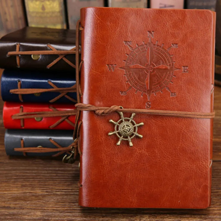 Retro Spiral Vintage Pirate Anchor Leather Scrapbook Travel Journal Diary Notebook - Accessoriesforever