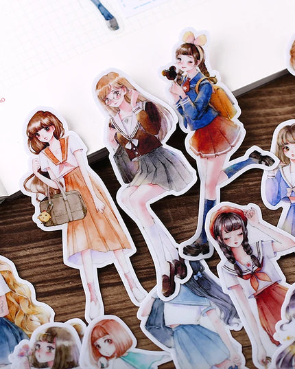 19pcs Cute Art Girls Scrapbooking DIY Craft Decor Journal Stickers