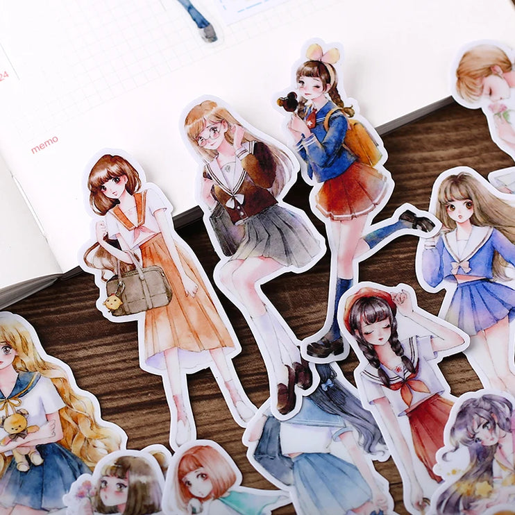 19pcs Cute Art Girls Scrapbooking DIY Craft Decor Journal Stickers