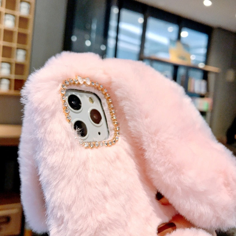 Fluffy Cute Soft Plushy Ribbit Bunny Ear iPhone Protective Phone Case Cover II