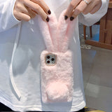 Fluffy Cute Soft Plushy Ribbit Bunny Ear iPhone Protective Phone Case Cover II