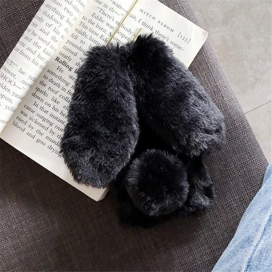 Fluffy Cute Soft Plushy Ribbit Bunny Ear iPhone Protective Phone Case Cover II