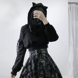Cute Cat Ear Pullover Lace Up Long Sleeve Sweater Hoodie