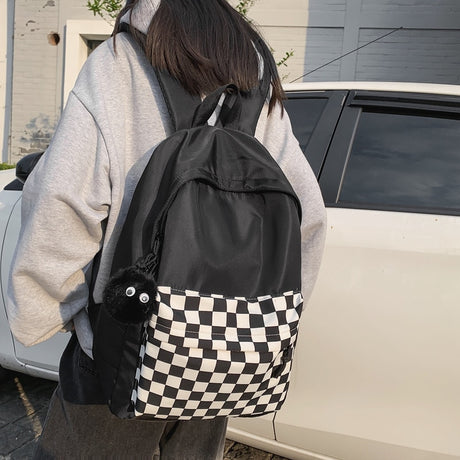 Chic Fashion Plaid Pattern Waterproof Travel School Laptop Bag Backpack