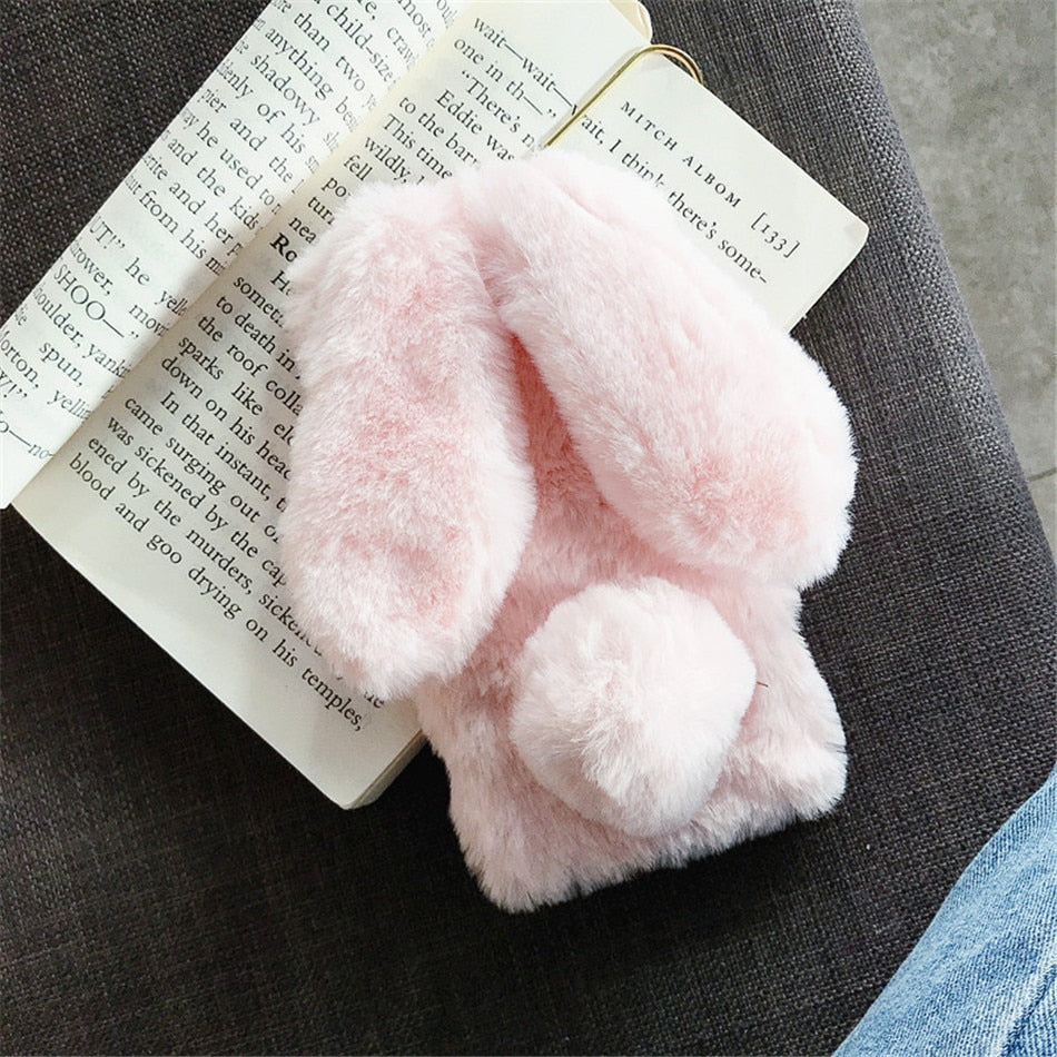 Fluffy Cute Soft Plushy Ribbit Bunny Ear iPhone Protective Phone Case Cover II