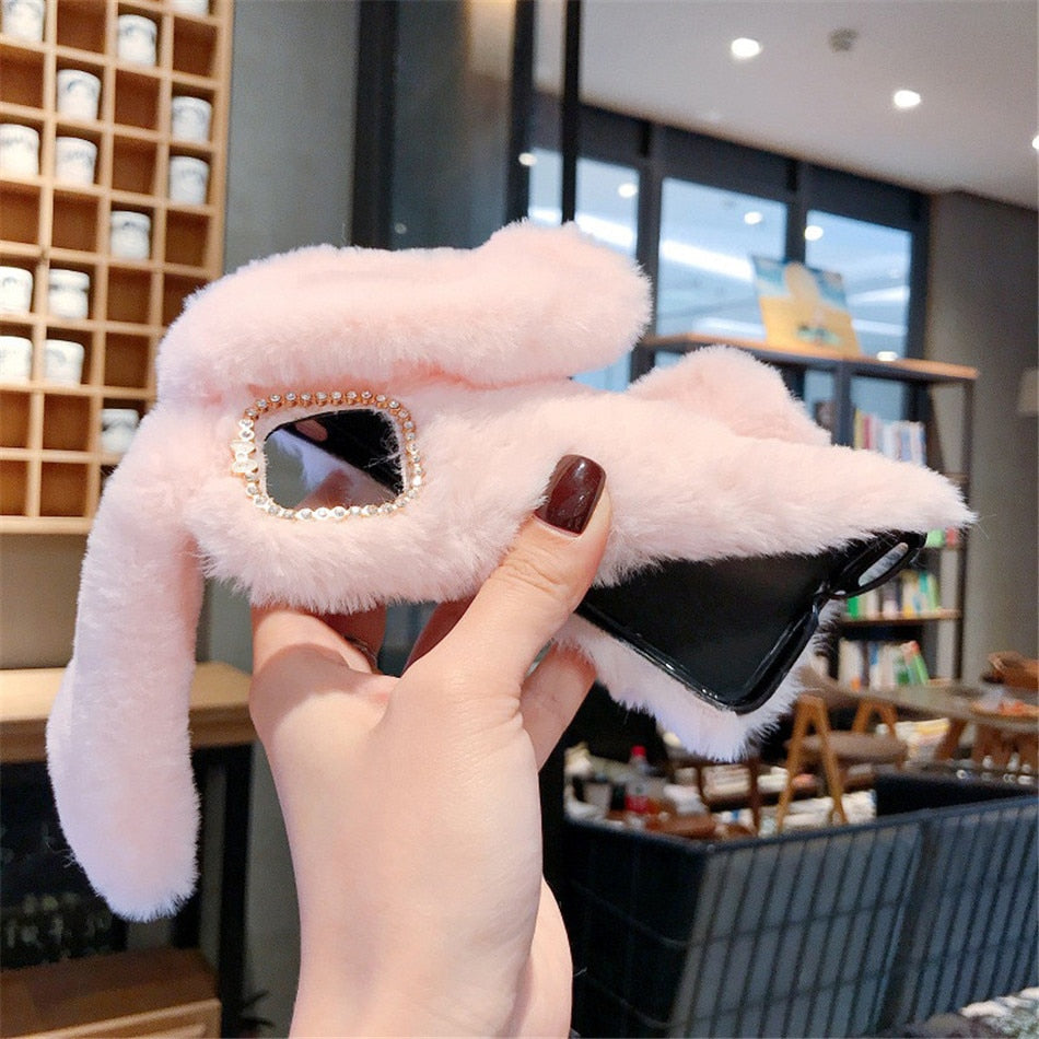 Fluffy Cute Soft Plushy Ribbit Bunny Ear iPhone Protective Phone Case Cover II