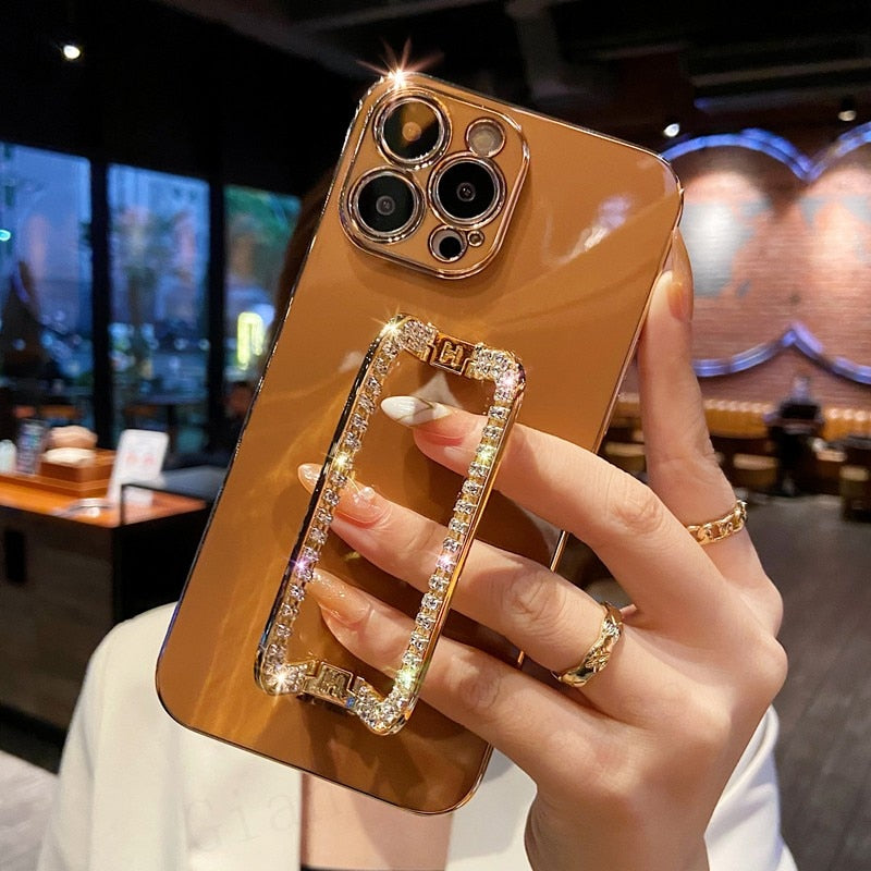 Beautiful Crystal Gold Plated Holder Stand iPhone Protector Case Cover II