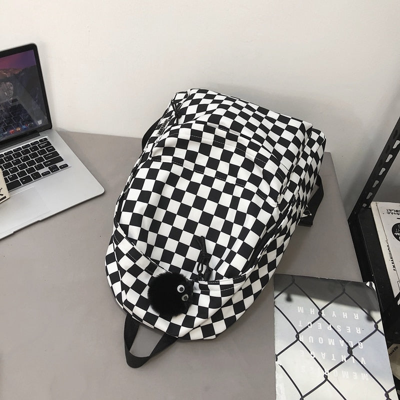 Chic Fashion Plaid Pattern Waterproof Travel School Laptop Bag Backpack