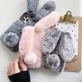 Fluffy Cute Soft Plushy Ribbit Bunny Ear iPhone Protective Phone Case Cover II