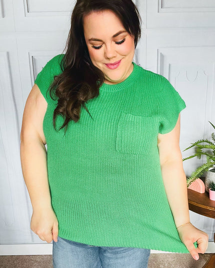 Seize The Day Kelly Green Dolman Rib Sweater Top