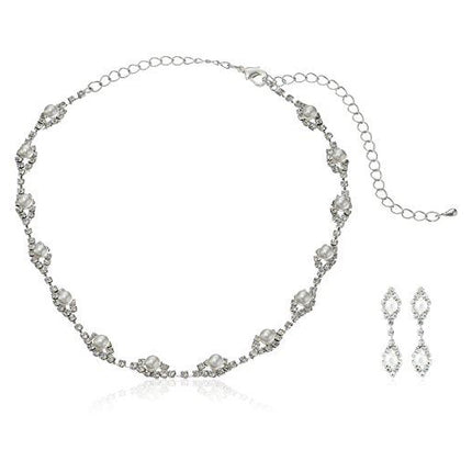 Bridal Jewelry Set Crystal Rhinestone Pearl WT