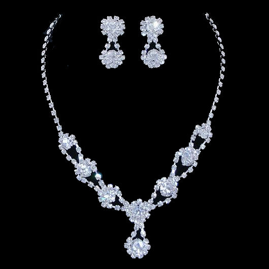Bridal Wedding Jewelry Set Crystal Rhinestone Flower