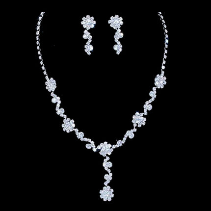 Bridal Wedding Jewelry Set Rhinestone Multi Flower - Accessoriesforever