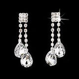 Bridal Wedding Jewelry Set Crystal Rhinestone Teardrop Dangles Necklace Silver