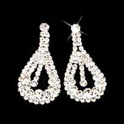 Bridal Wedding Jewelry Set Crystal Rhinestones Wavy Curl Bib Necklace Silver